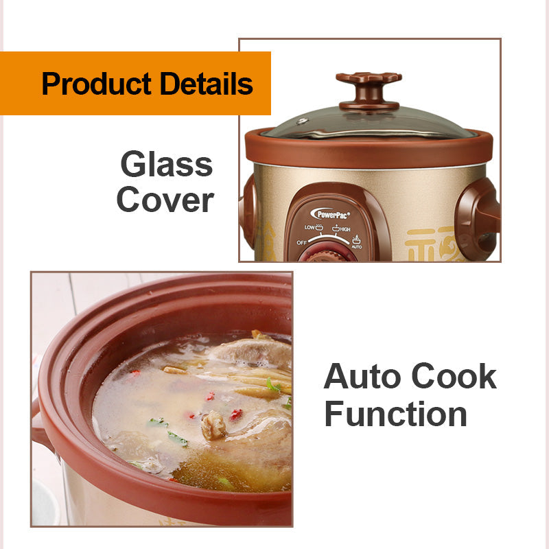 PowerPac 1.5L Slow Cooker with Ceramic Pot PPSC15