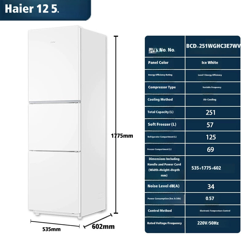 Haier BCD-310WGHD3E7WV (310L)/BCD-251WGHC3E7WV (251L)Three Door Frost Free Refrigerator First Class Energy Efficiency White