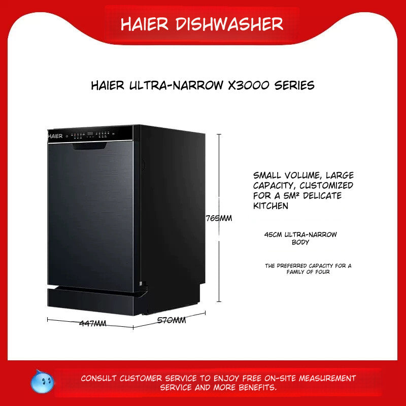 Haier X11S Double‑Sided Embedded Dishwasher with 14‑Set Snow‑White Finish