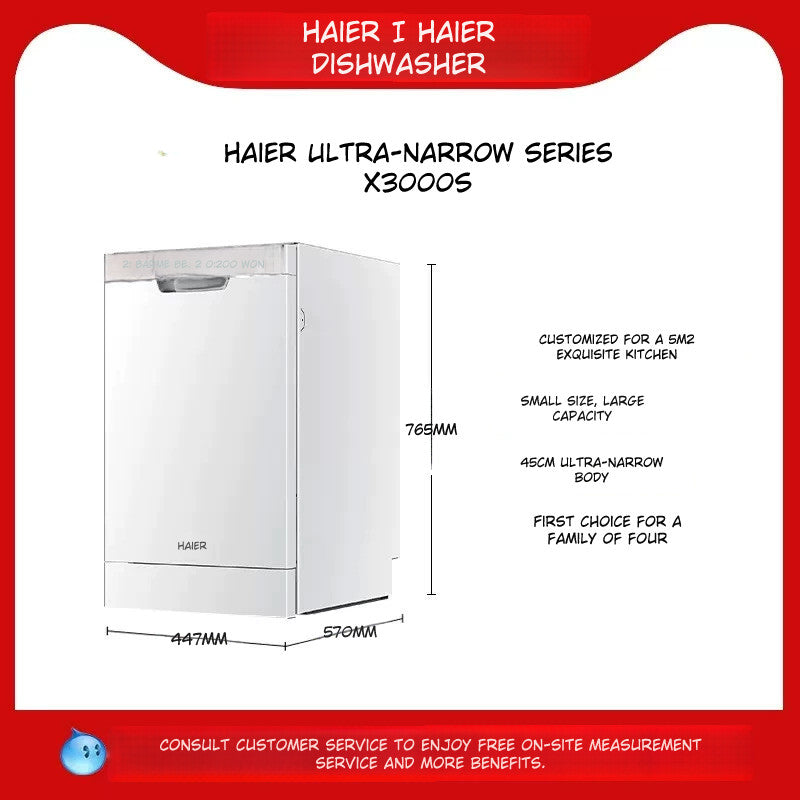 Haier X11S Double‑Sided Embedded Dishwasher with 14‑Set Snow‑White Finish