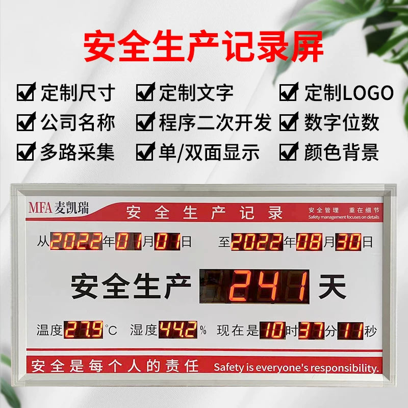 Indoor Safety Production Running Days Electronic Digital Display LED Board