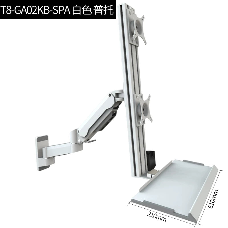 Heavy-Duty Dual-Screen Pneumatic Monitor Wall Mount