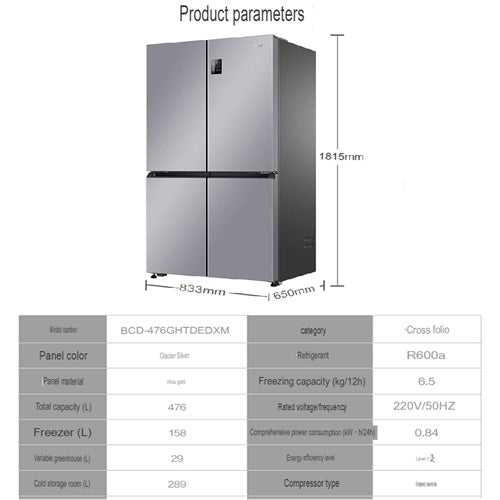 Haier BCD-476WGHTDEDXM 476 Nett Litres  Energy Saving Fridge 4 Door 1Yr Warranty Commercial Use