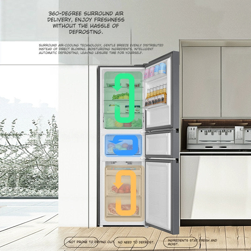 Haier 217L BCD-217WGHC3E9S9 Frost-Free Three-Door Refrigerator: Premium Energy Efficiency for Modern Homes