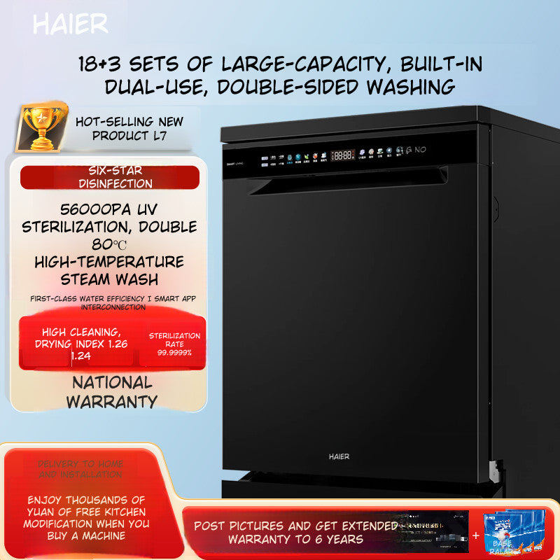 Haier X11S Double‑Sided Embedded Dishwasher with 14‑Set Snow‑White Finish