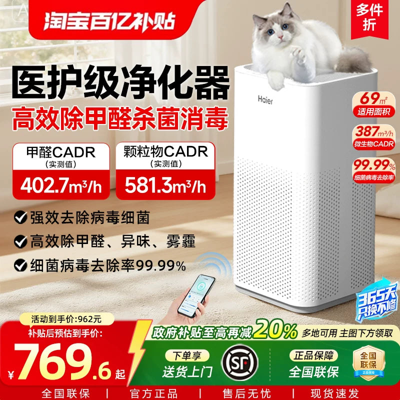 Household Air Purifier with Negative Ion Generator White