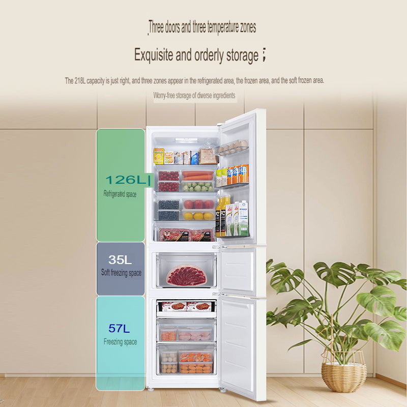 Haier BCD-218LHC300GL 218L Three Door Refrigerator 2Yrs Warranty