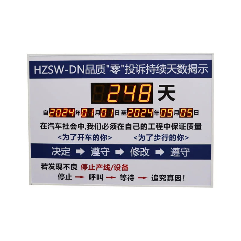 Indoor Safety Production Running Days Electronic Digital Display LED Board