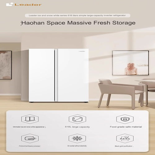 Haier BCD-618WGLSSEDW9 (leader) Side by Side 618L Fridge White 2Yrs Warranty