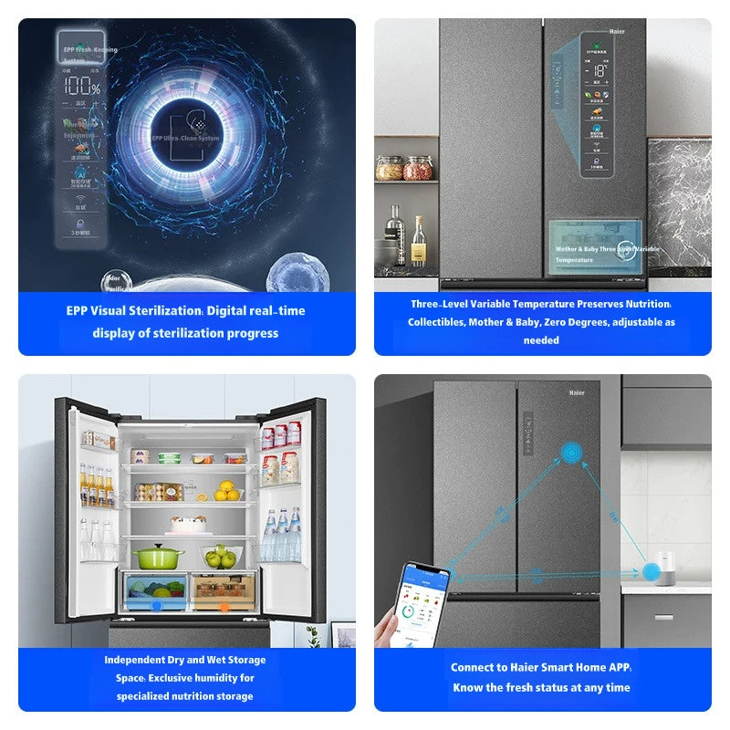 Haier BCD-510WGHFD59S9U1 510L French Multi-Door Refrigerator Air-Cooled Inverter Star Silver