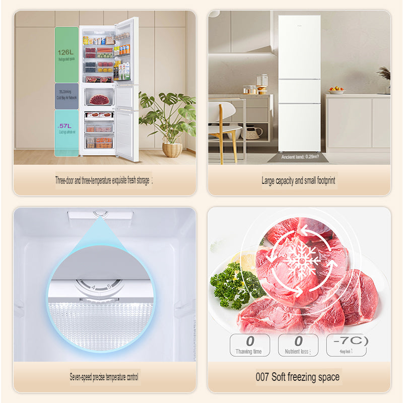 Haier BCD-218LHC300GL 218L Three Door Refrigerator 2Yrs Warranty