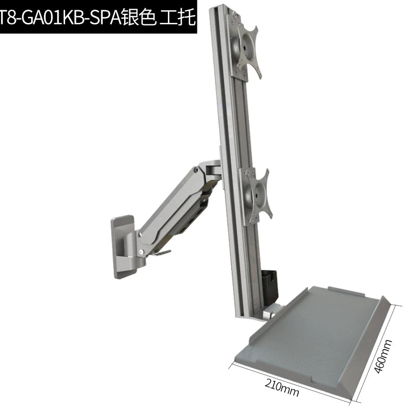Heavy-Duty Dual-Screen Pneumatic Monitor Wall Mount