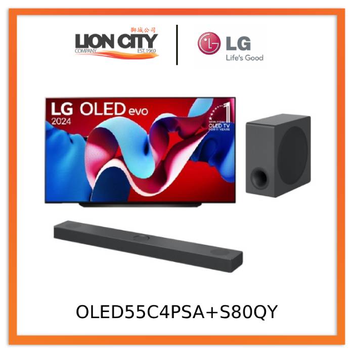 LG OLED55C4PSA OLED 55" evo C4 4K Smart TV + LG S80QY 3.1.3ch Dolby Atmos Sound Bar