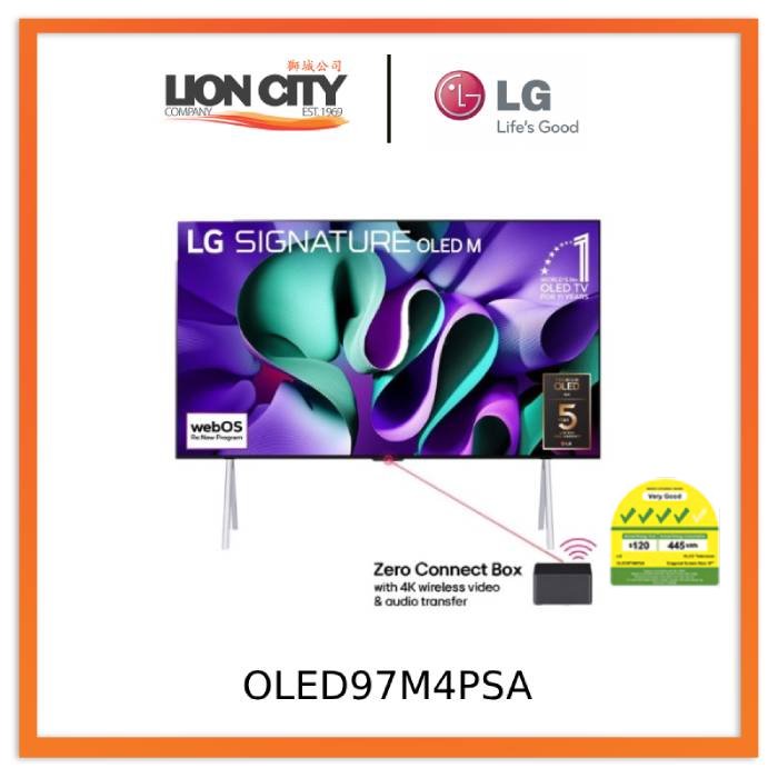 LG OLED97M4PSA 97" SIGNATURE OLED M Smart TV α11 AI Processor AI Sound Pro (Virtual 9.1.2 Up-mix)