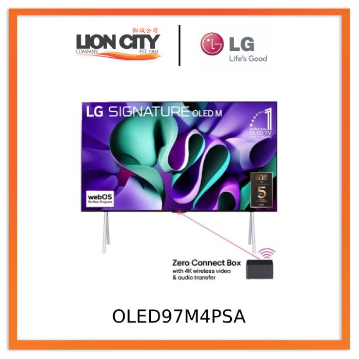 LG OLED97M4PSA 97" SIGNATURE OLED M Smart TV α11 AI Processor AI Sound Pro (Virtual 9.1.2 Up-mix)