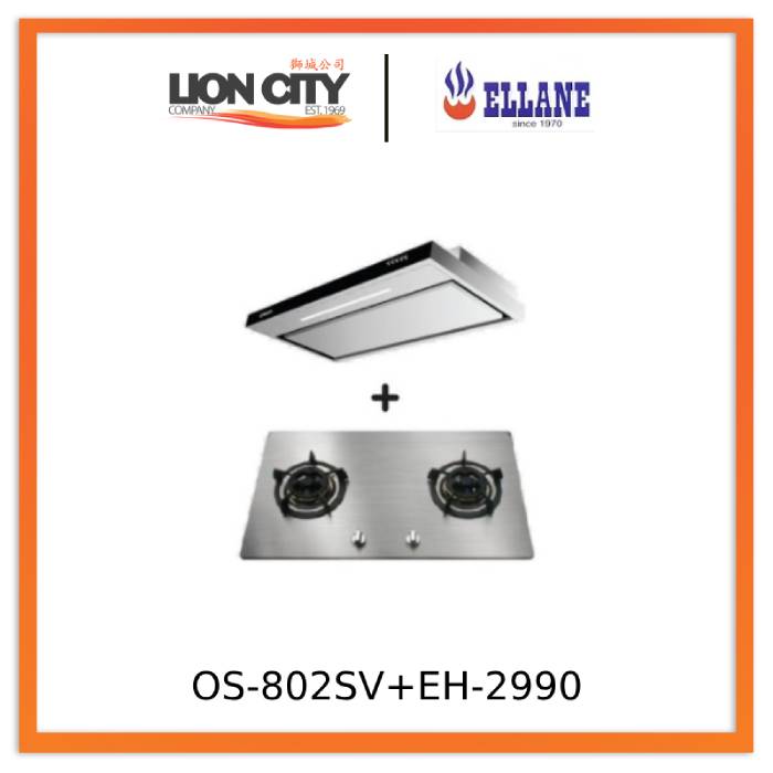 Ellane EH-2990 90cm Stainless Steel Slimline Hood + Ellane OS-802SV 86 ...