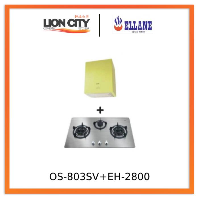 Ellane EH-2800 Black/apple Green 45cm Stainless Steel Box Hood + Ellan ...