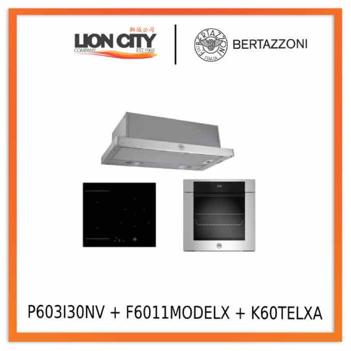 Bertazzoni P603I30NV 60cm Induction Hob + F6011MODELX 11 Function Oven + K60TELXA Hood