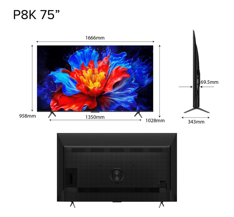 TCL P8K QLED TV 144Hz Native Refresh Rate 55‑75‑Inch