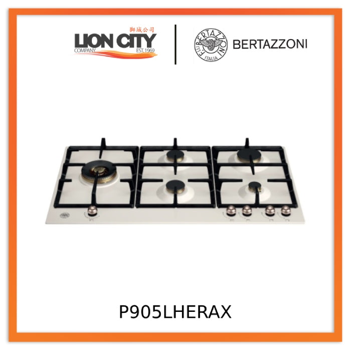 Bertazzoni P905LHERAX 90cm Gas Hob with Lateral Dual Wok