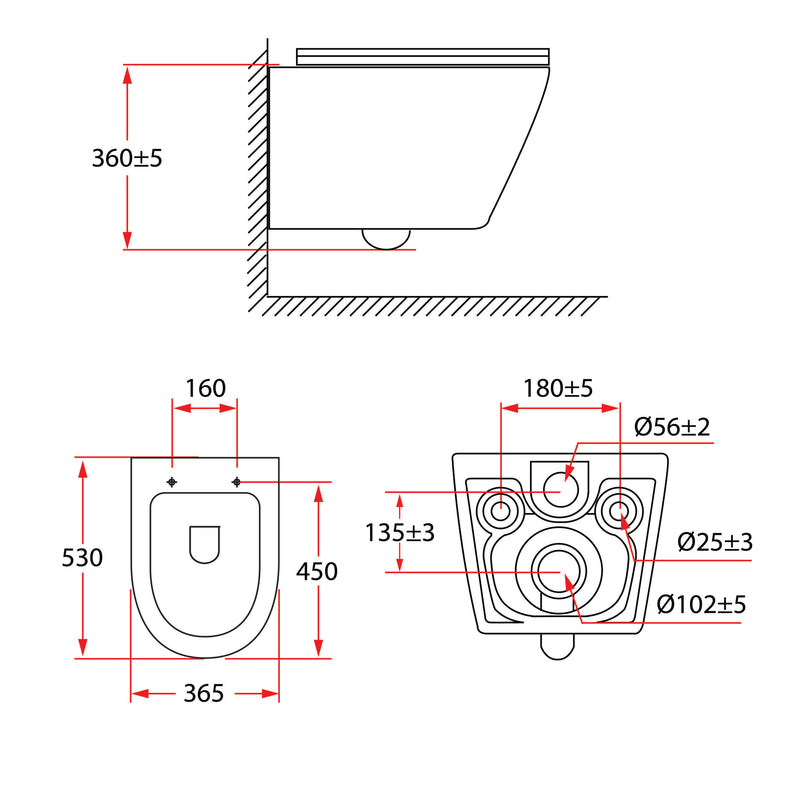 Rubine PF-306P07 Wall-Hung Toilet White