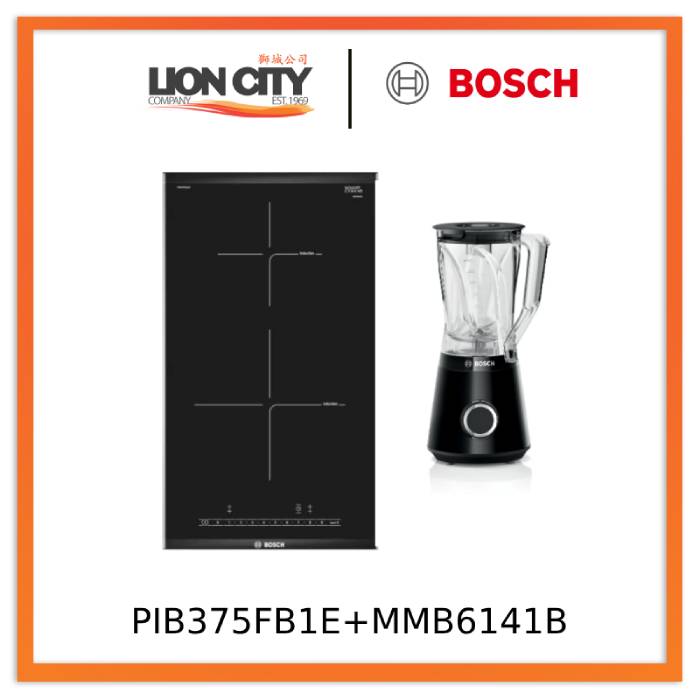 Bosch PIB375FB1E 2 Zone Ceramic Built-in Induction Hob + MMB6141B Blender VitaPower Serie | 4 1200 W Black