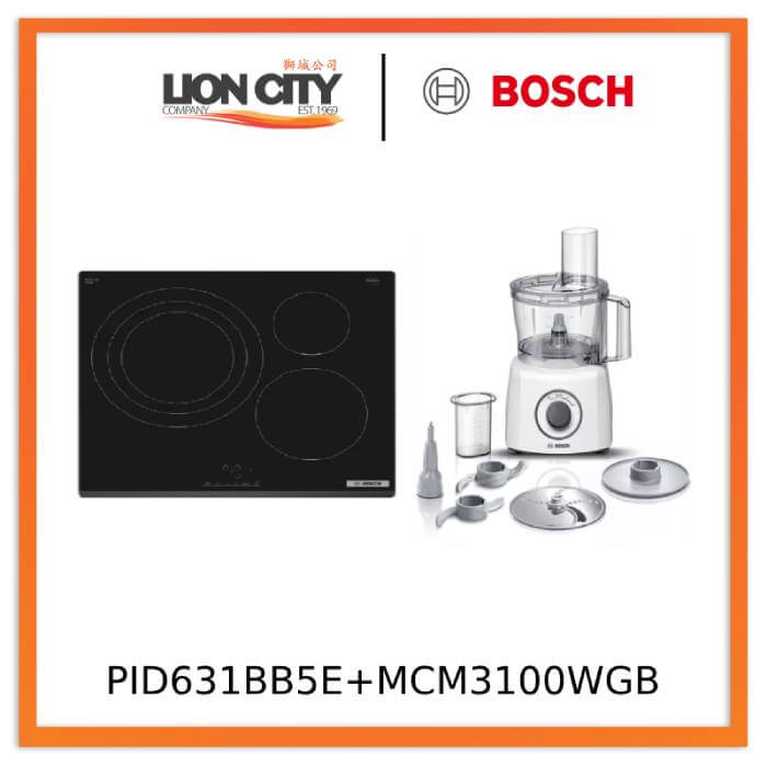 Bosch PID631BB5E Series 4 Induction Hob 60 cm Black + MCM3100WGB Food processor MultiTalent 3700 W White