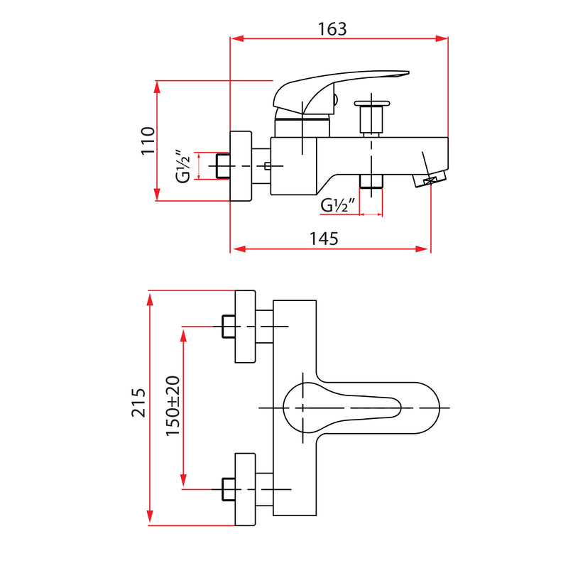 Rubine PLATINO 6061 Bath Mixer Tap Chrome