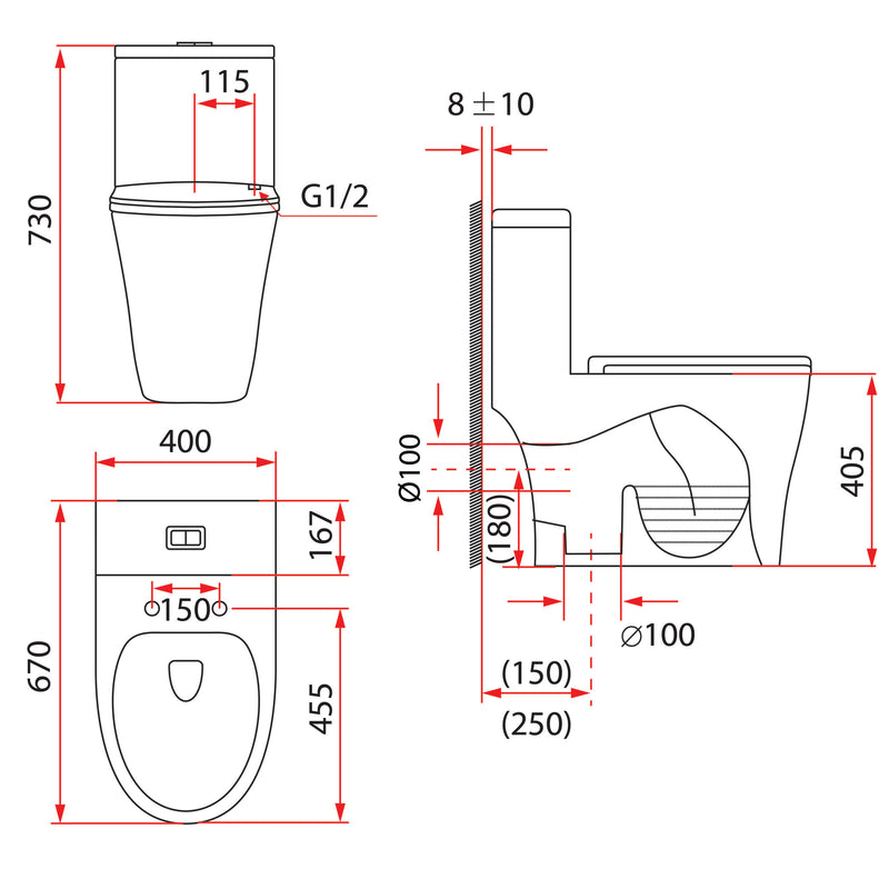 Rubine PN-105S06 Stone Marble One-Piece Toilet