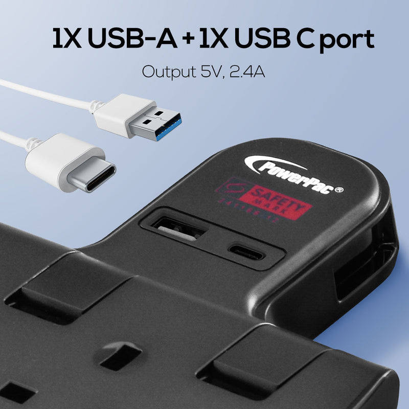 PowerPac 2-Way Multi Plug Extension Adapter PP292UBK