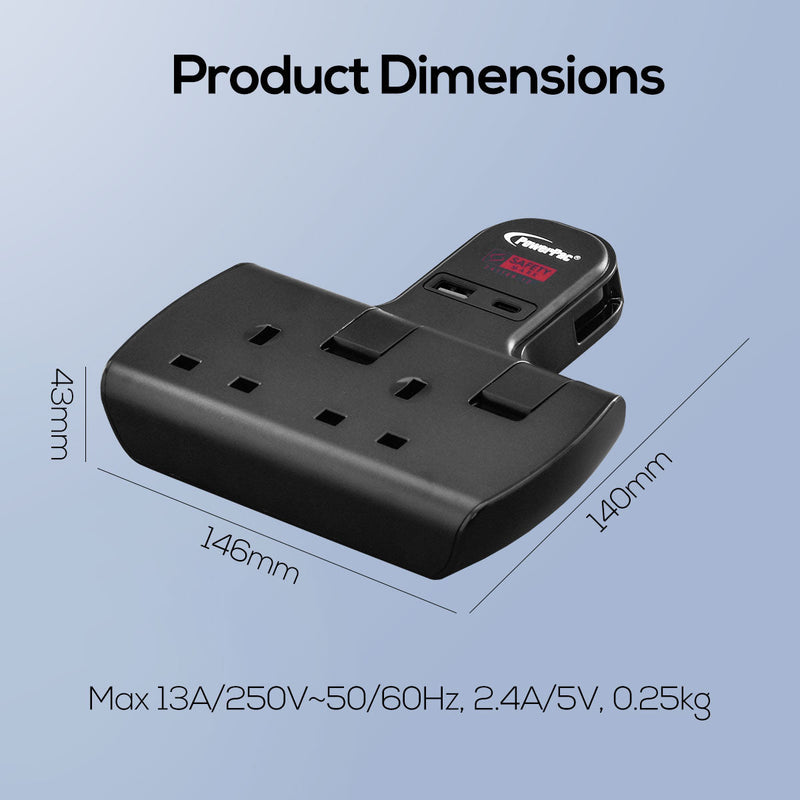 PowerPac 2-Way Multi Plug Extension Adapter PP292UBK