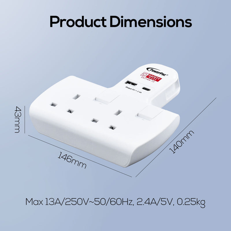 PowerPac 2-Way Multi Plug Extension Adapter PP292U