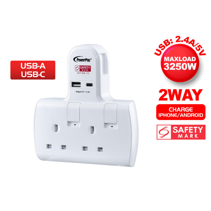 PowerPac 2-Way Multi Plug Extension Adapter PP292U