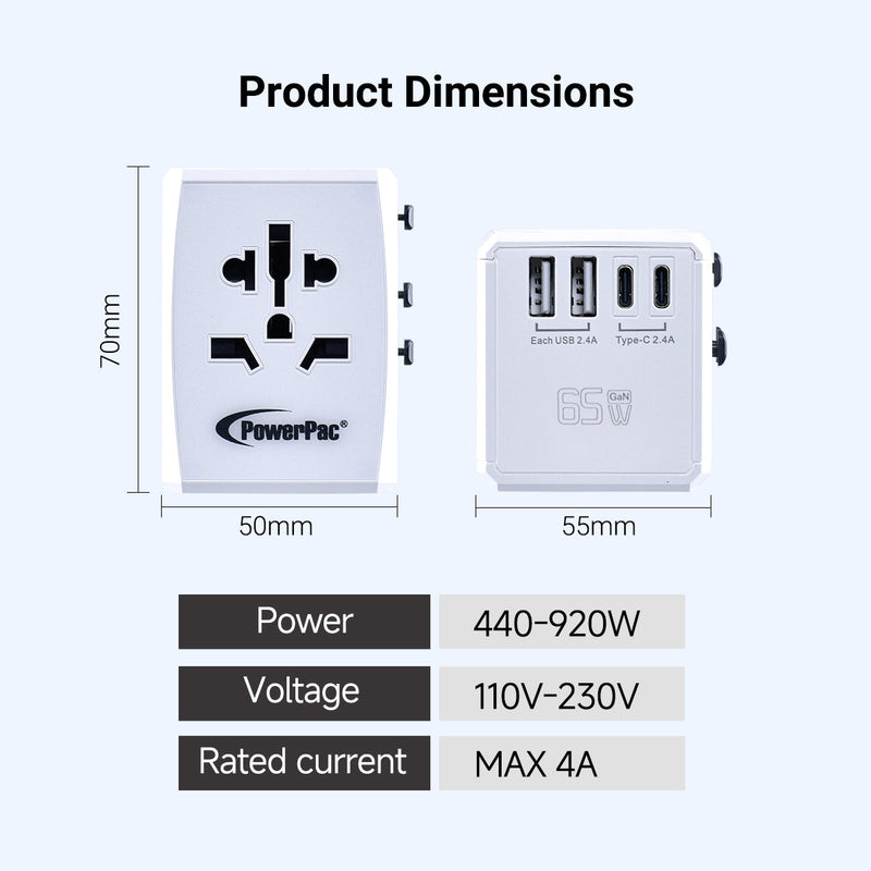 PowerPac 65W Universal Travel Adapter PP7977