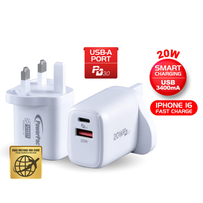 PowerPac 20W USB Smart & Fast Charger PP7982WH