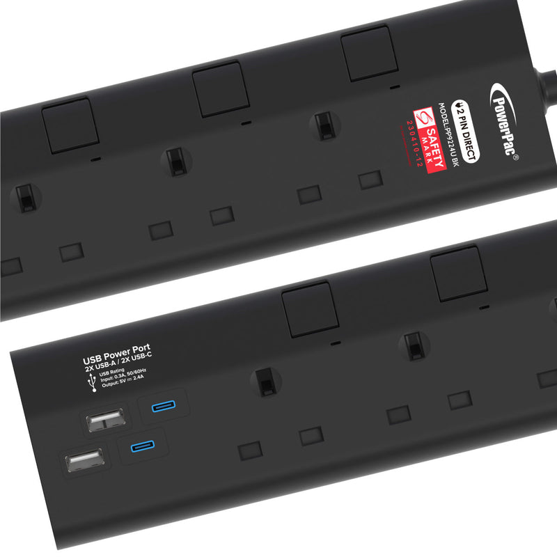 PowerPac 3m 3-Way Extension Socket PP9223UBK