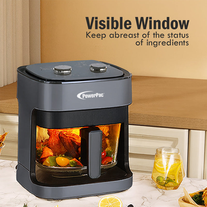 PowerPac 4.8L Glass Basket Air Fryer PPAF345