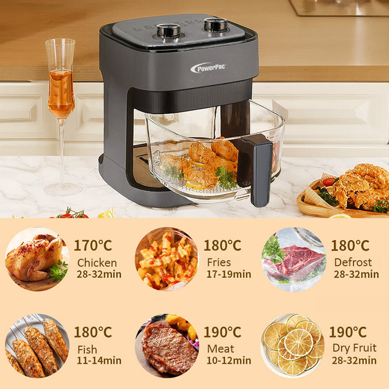 PowerPac 4.8L Glass Basket Air Fryer PPAF345