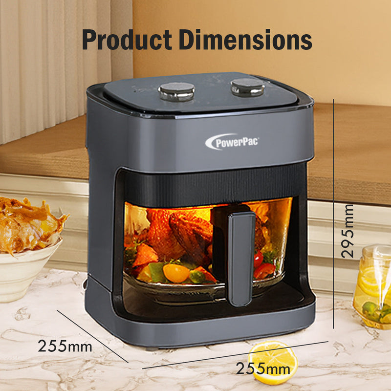 PowerPac 4.8L Glass Basket Air Fryer PPAF345