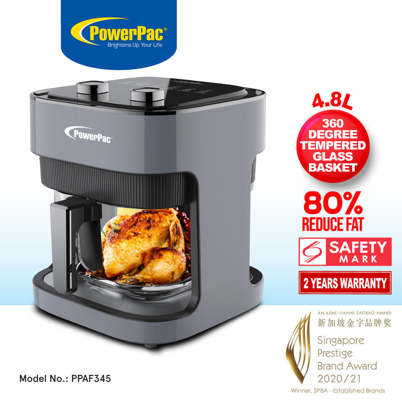 PowerPac 4.8L Glass Basket Air Fryer PPAF345