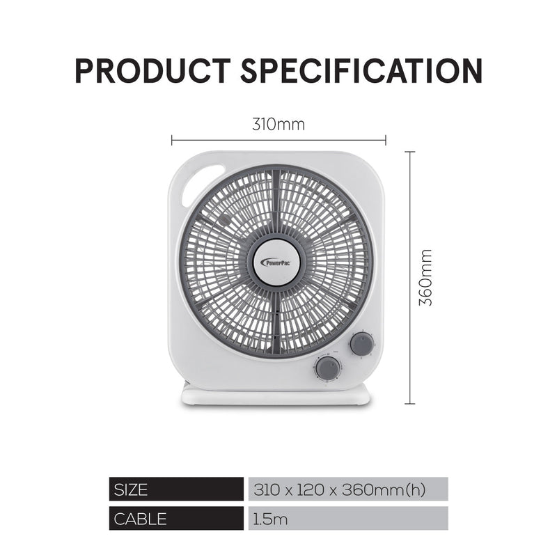 PowerPac 10" Electric Box Fan PPBF20