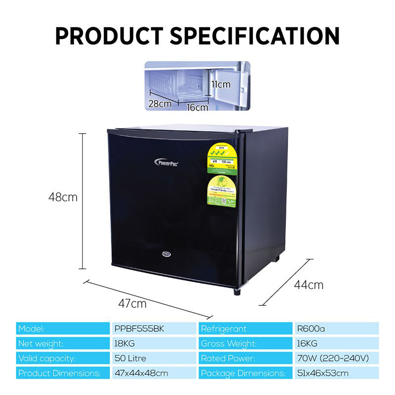 PowerPac 50L Bar Fridge PPBF555
