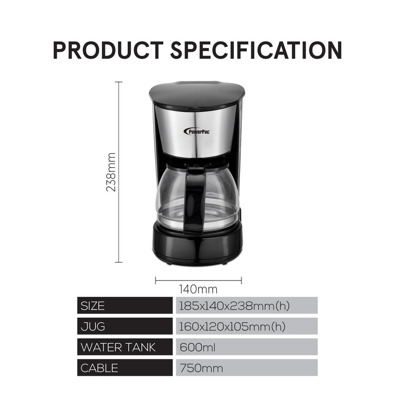 PowerPac 0.6L Coffee Maker PPCM301A