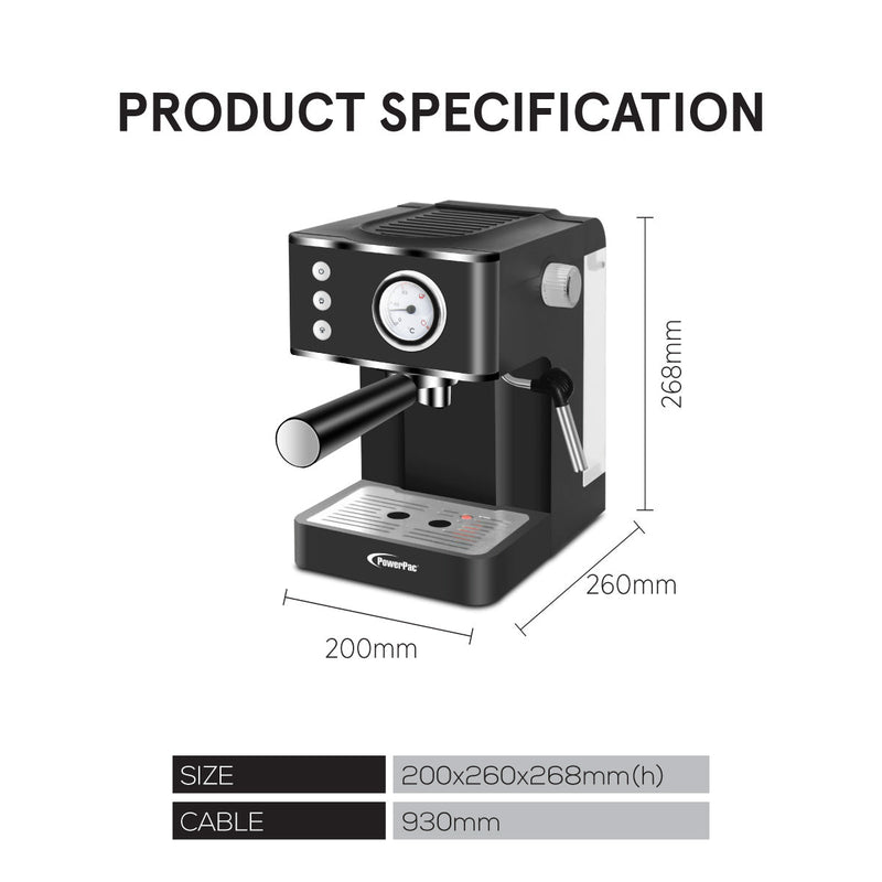 PowerPac 1.2L Espresso Coffee Machine PPCM331