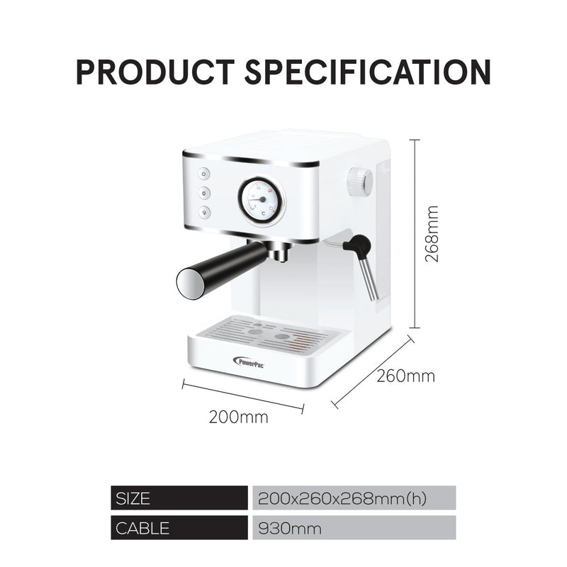 PowerPac 1.2L Espresso Coffee Machine PPCM331