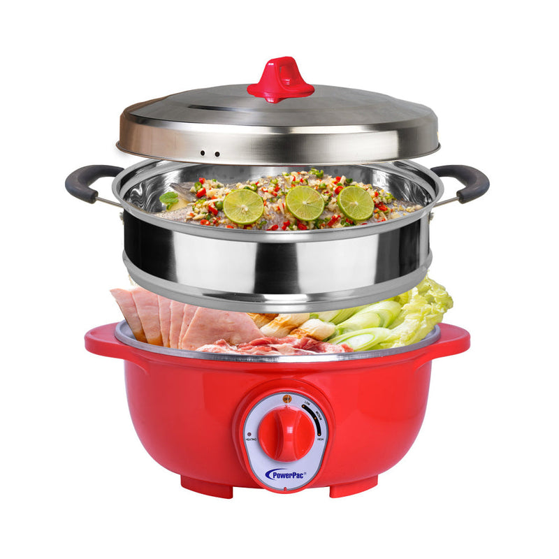 PowerPac 4.5L Electric Wok & Steamboat PPEC813+Steamer