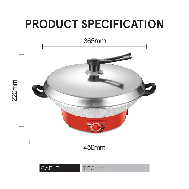 PowerPac 14" Electric Wok Multi Cooker PPEC816