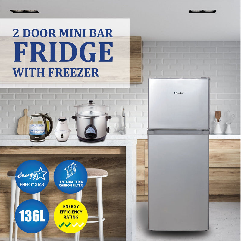 PowerPac 135L 2-Door Mini Bar Fridge PPF136