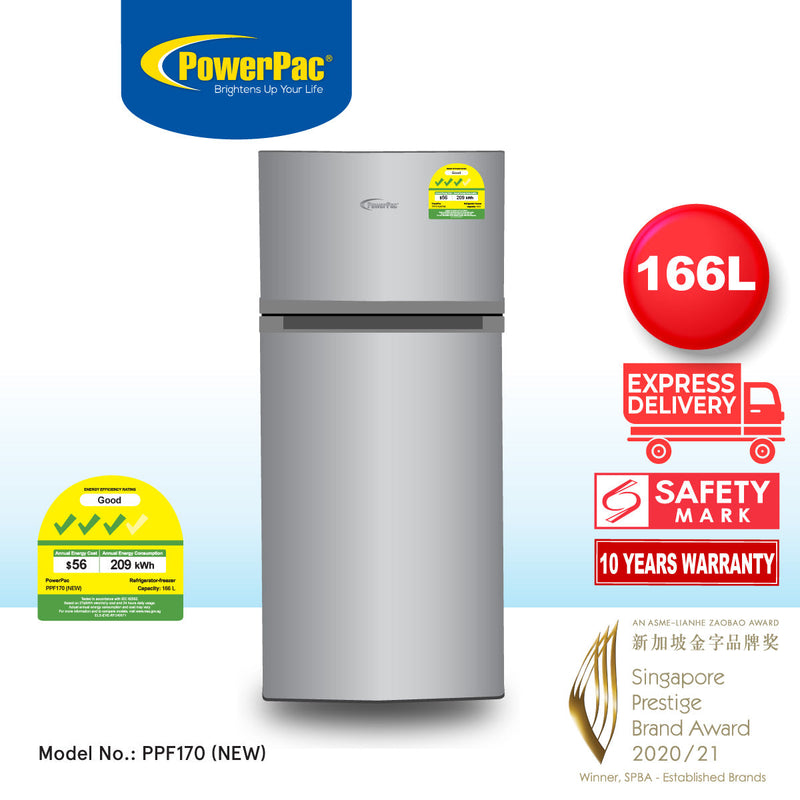 PowerPac 2-Door Mini Fridge with Freezer PPF170
