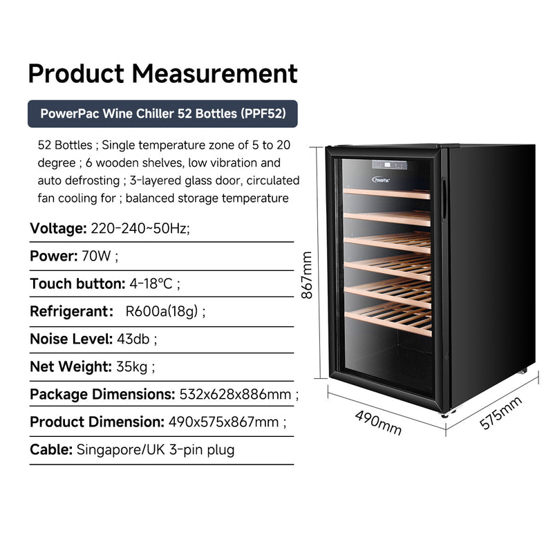 PowerPac 52 Bottles Wine Chiller PPF52